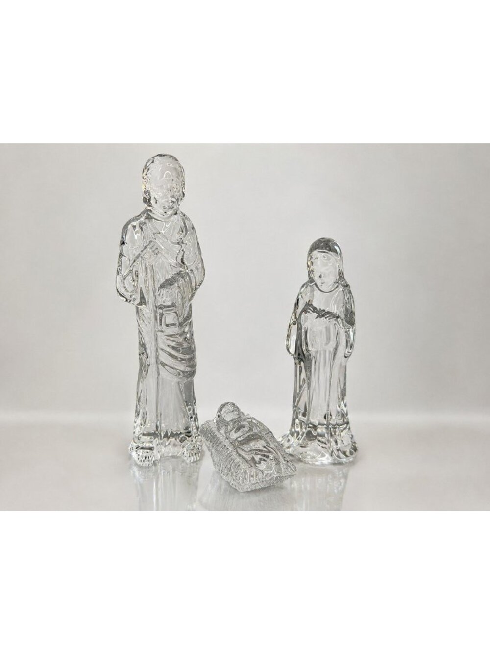 Waterford Crystal Nativity Holy Family 3 Pc Mary Joseph Jesus Ireland Boxed